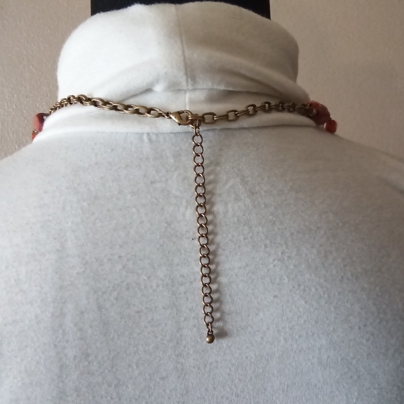 NWOT Bronze Chain Beaded Necklace - Picture 3 of 5